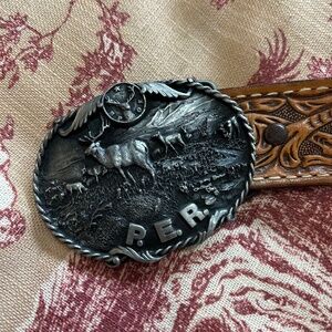 Kona Kut Genuine Leather Belt with P.E.R. Limited Edition Buckle, Size 34
